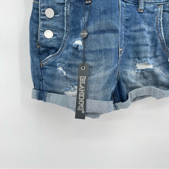 NWT Blank NYC Alter Ego Blue Overall Shorts Size 25 - Picture 5 of 10